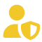 Yellow user icon with a shield symbol.