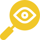Magnifying glass with an eye icon.